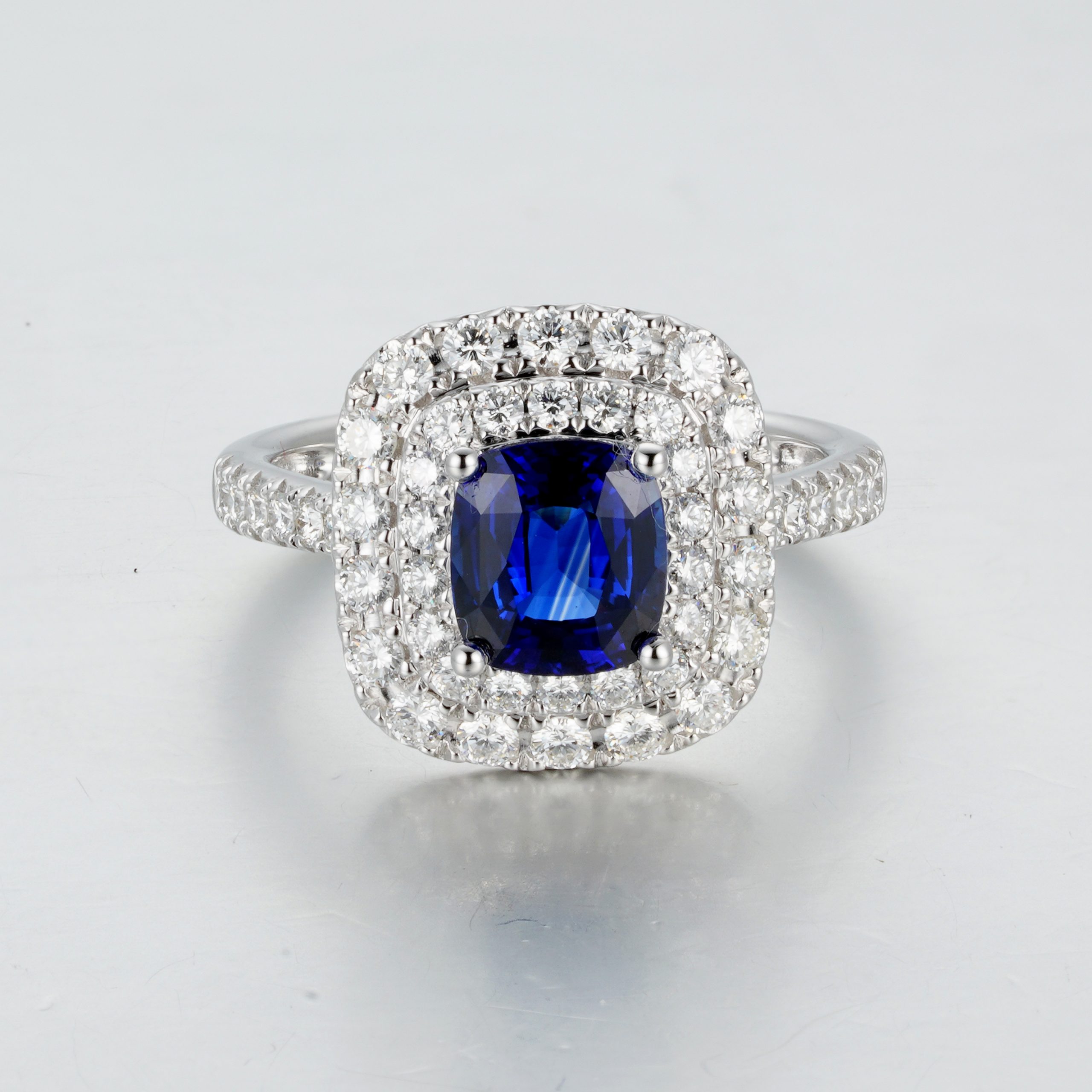 Blue Sapphire Ring with Diamonds
