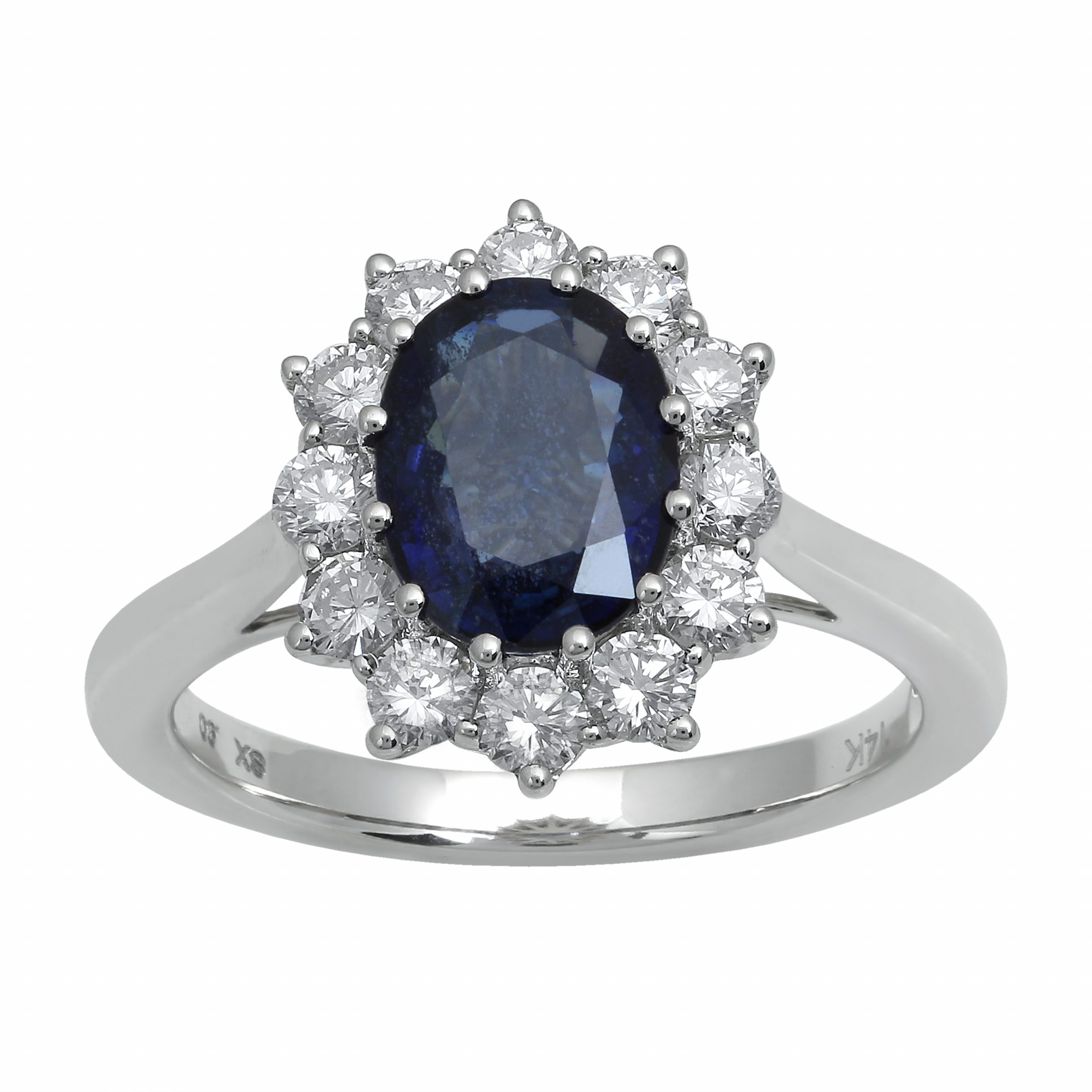 Blue Sapphire and Diamond Ring in 14K